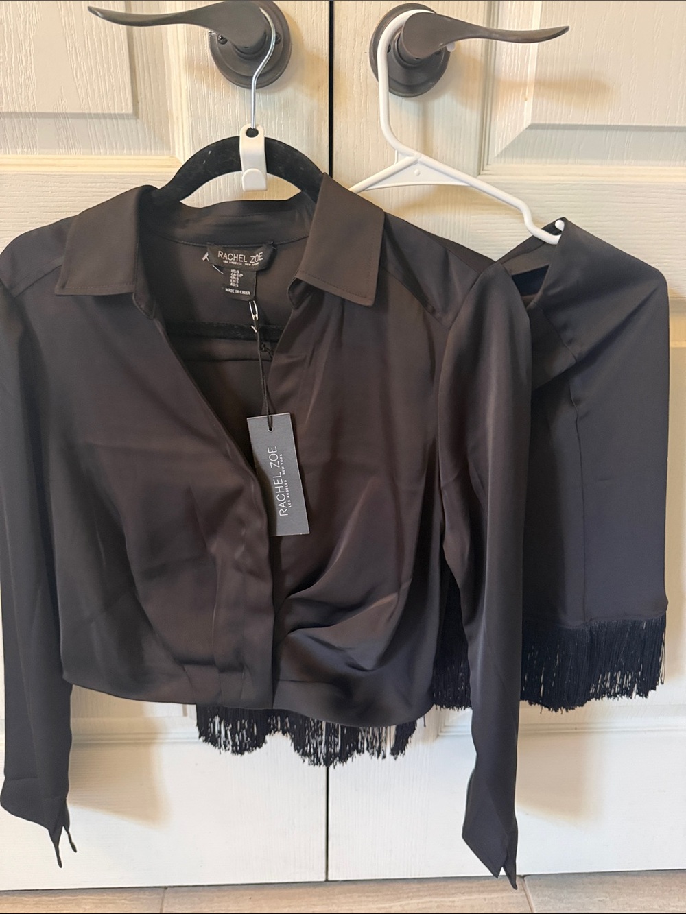 Two piece top and skirt Rachel Zoe Black Satin. Night on the town ready.